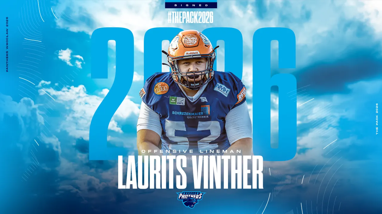 Laurits Vinther is an offensive lineman for Panthers Wrocław.