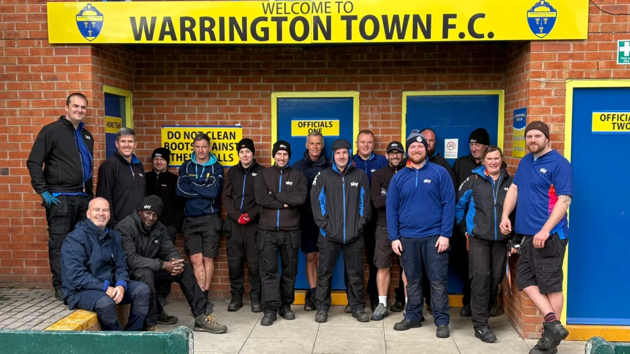 Warrington Town welcome Sky engineers for volunteering programme