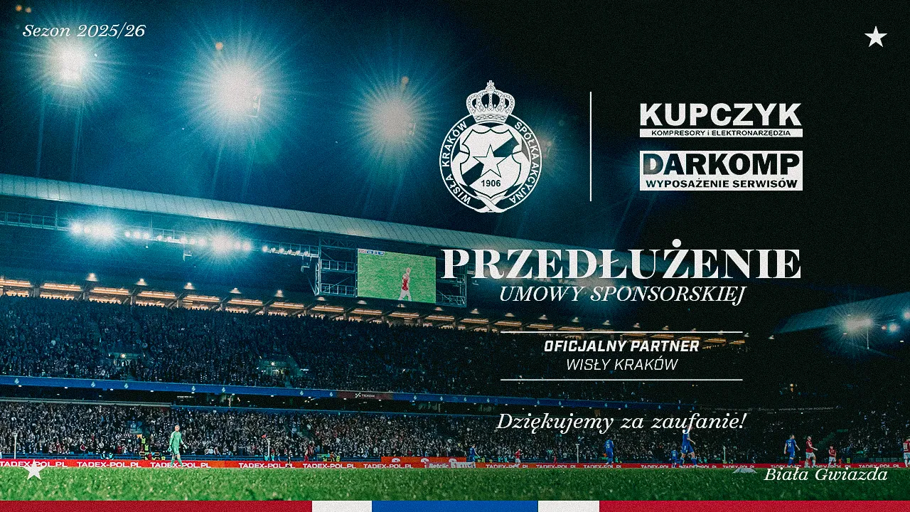 Wisła Kraków przedłuża współpracę z firmą Kupczyk-Darkomp – Oficjalnym Partnerem Klubu
