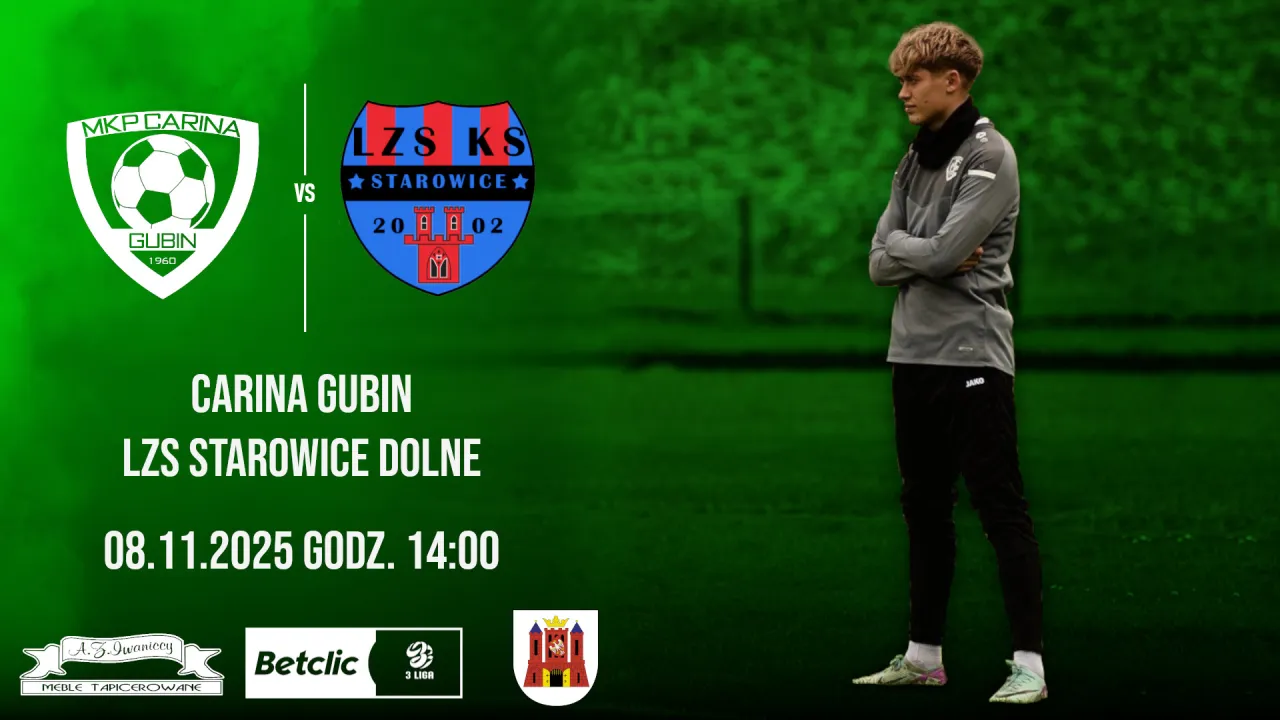 Zapowiedź meczu: Carina Gubin - LZS Starowice Dolne