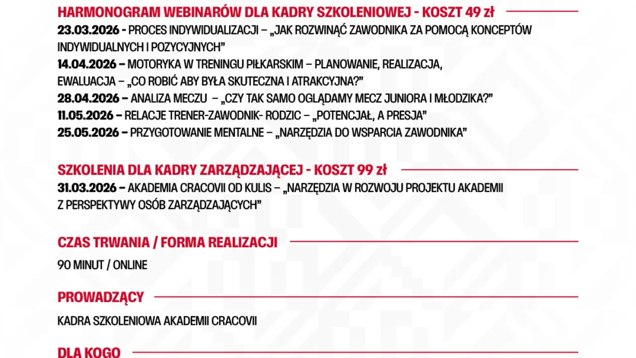 Kontynuujemy projekt Cracovia Coaching Academy