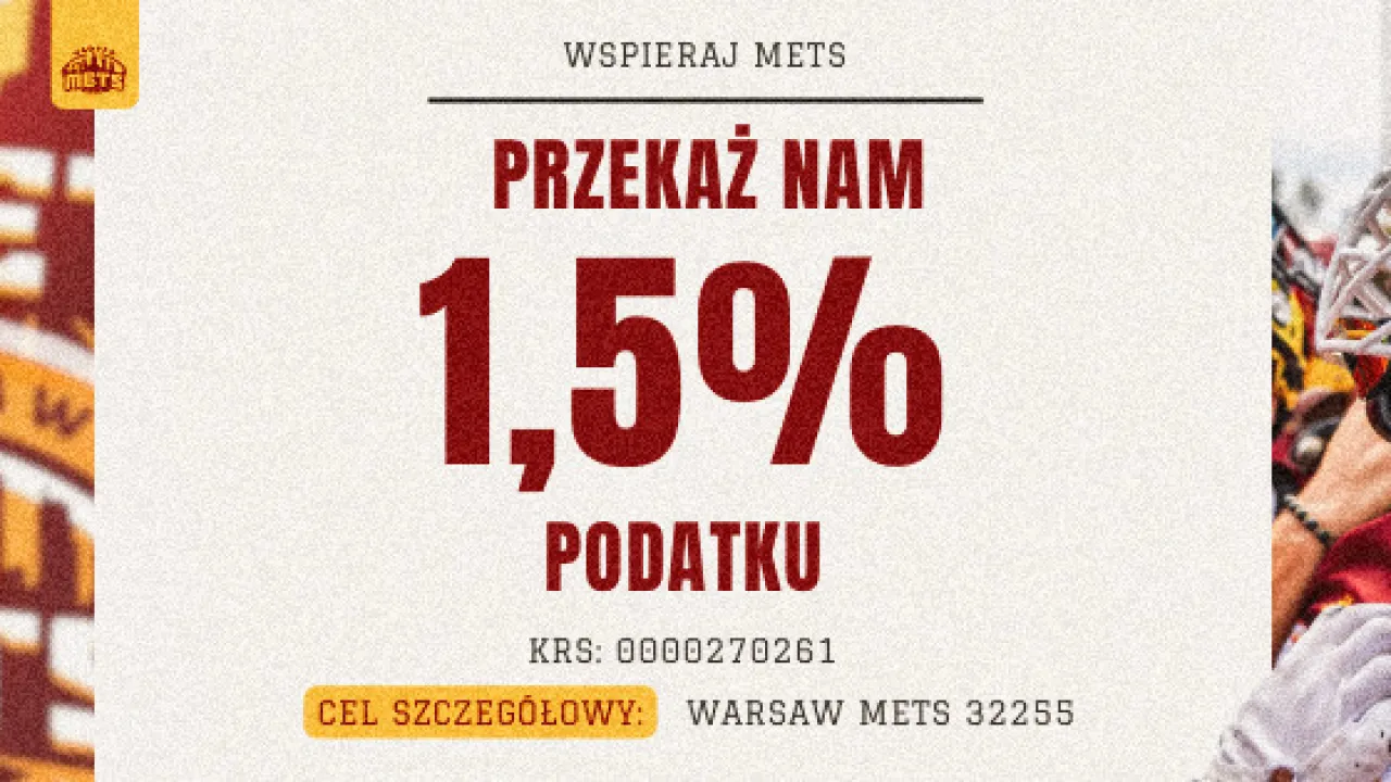 Przekaż 1,5% podatku na Warsaw Mets!